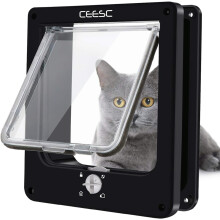 Cat Door Flap with 4-Way Locking Magnetic Pet Door for Indoor and Outdoor Doors, Weatherproof Pet Door for Cats, Puppies