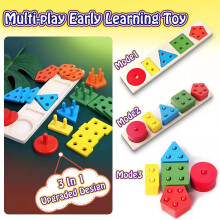 Designed for children aged 1 2 3 4 years, for wooden sorting and stacking toys (3 in 1 Multi Play)