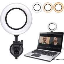 Video Conference Lighting Kit,Computer/Laptop Moniter LED Video Light Dimmable 6500K Ring Light for Remote Working