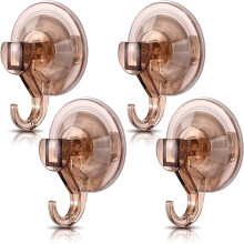 4PCS Clear Reusable Wreath Hanger With Key Lock,Heavy Duty Vacuum Wall Windows Shower Hooks