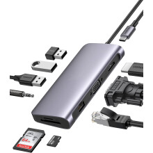Usb C Multi Port Adapter, 10 In 1 Usb C Ethernet Dock, 3 Usb 3.0 Ports 3.5Mm Audio Jack.