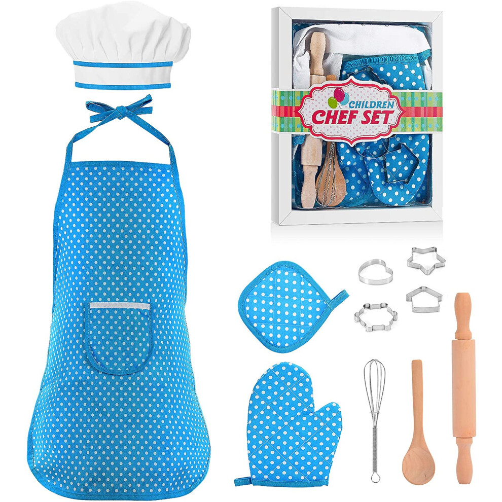 11 Blue Cooking And Baking Sets Chef Set Little Boy Toy, 3-6 Years Old Boy Girl Cooking Games Baking Set Birthday Gift.