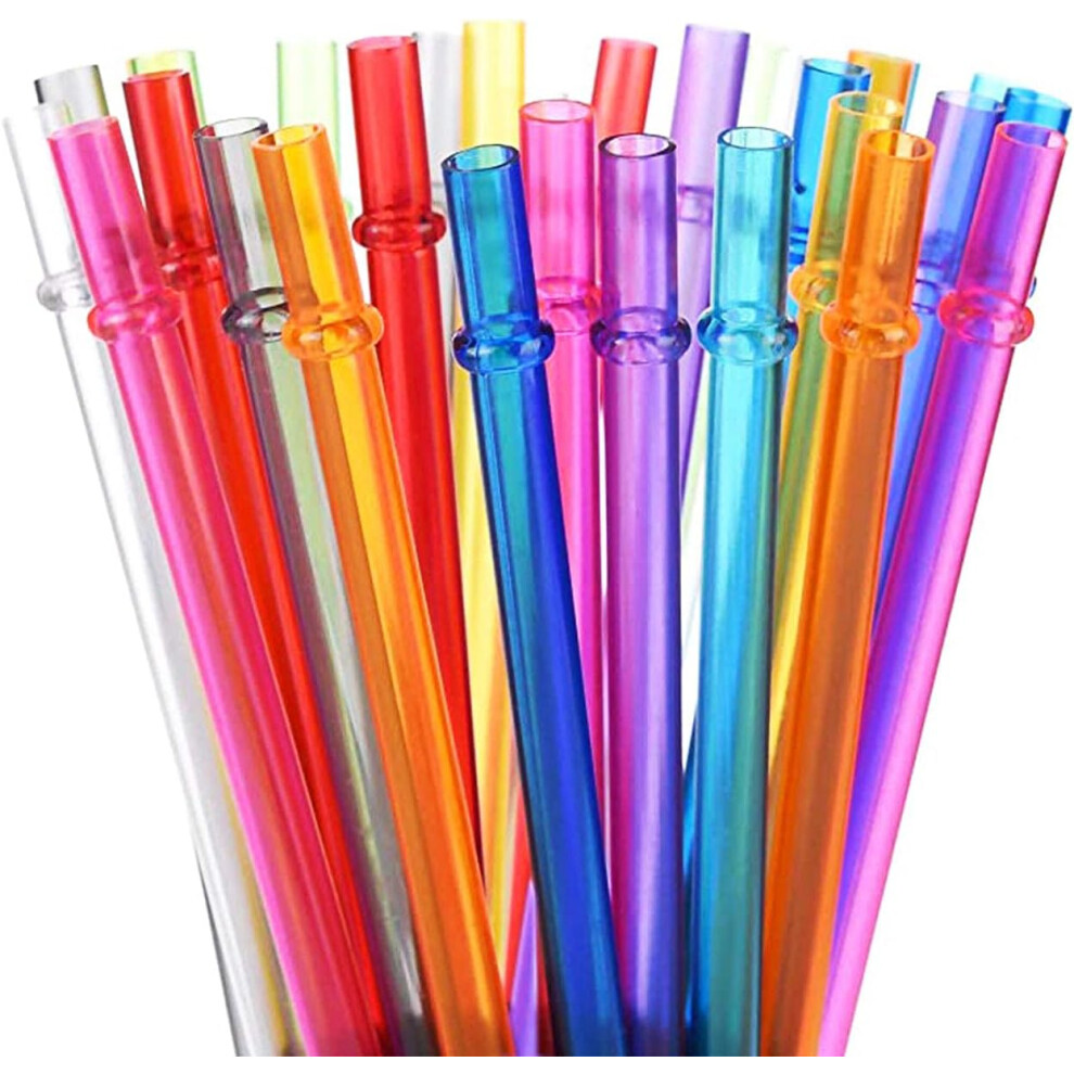 30Pcs Straws, Reusable With Cleaning Brush, Plastic Tea Straw, For Party/Travel/Outdoor Camping