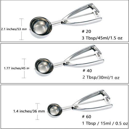 Cookie Scoop Set - Small Tablespoon, Medium Tablespoon, Large Tablespoon 1