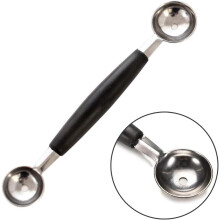 Melon Spoon Double-Ended Ball Cutter/Ball Shaper/Scooping Spoon, Stainless Steel Fruit Melon Ball Spoon, Silver