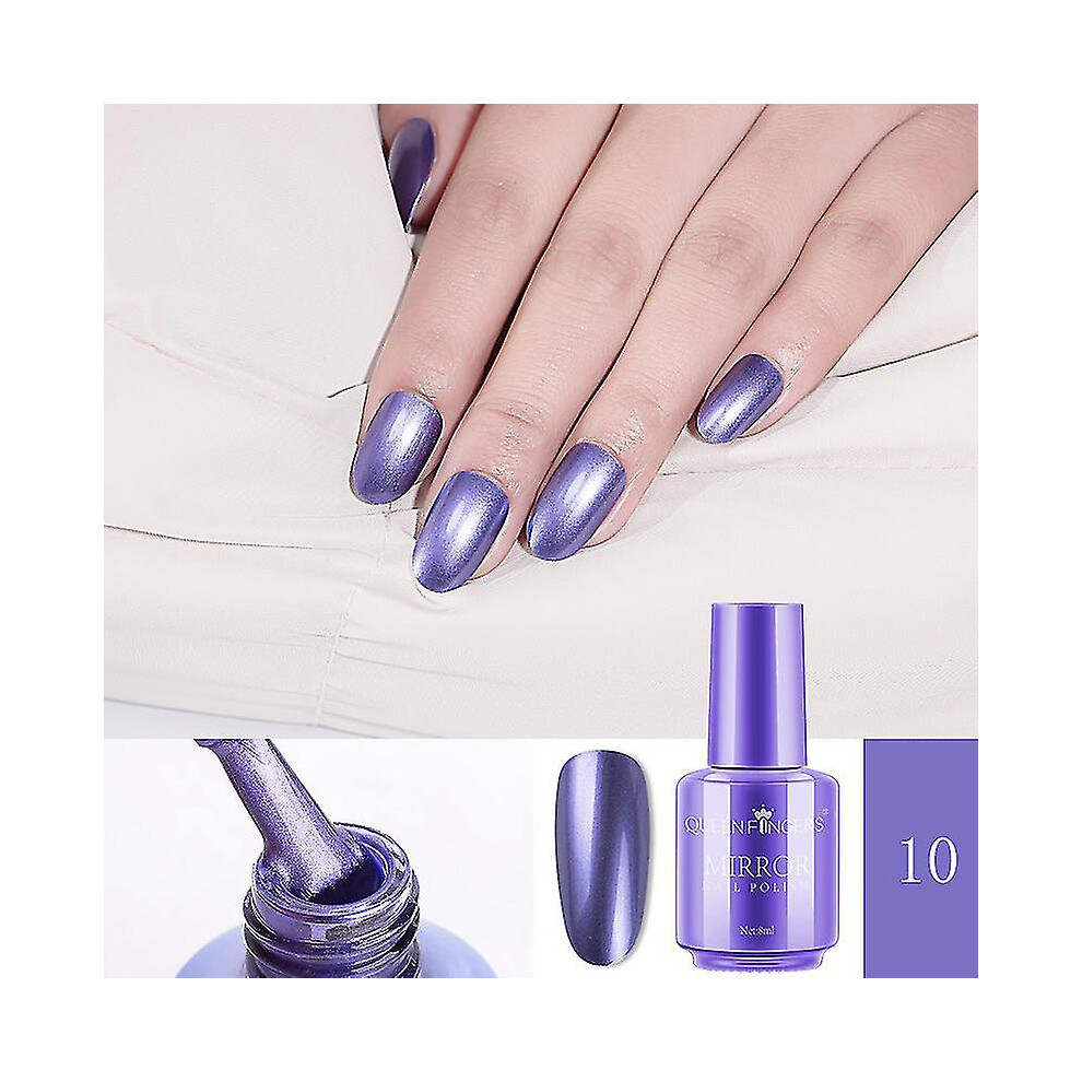(violet) 8ml Metallic Nail Polish Mirror Effect Chrome Nail Art Polish Varnish 2023