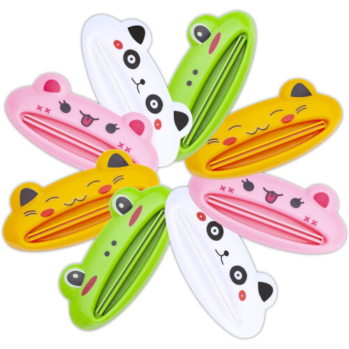Toothpaste Tube Squeezer - 8 Pack Colors Animal Toothpaste Clip, Toothpaste Squeeze roll 1
