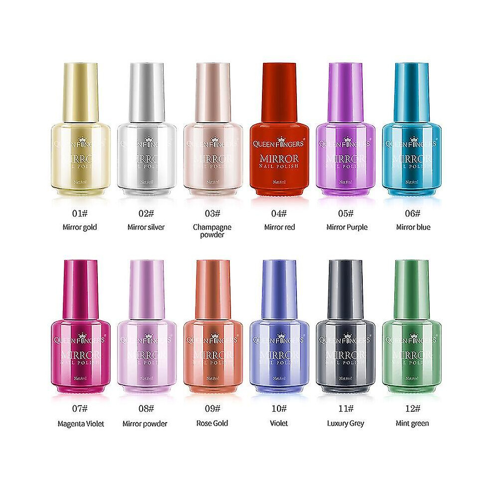 (Mirror gold) 8ml Metallic Nail Polish Mirror Effect Chrome Nail Art Polish Varnish 2023