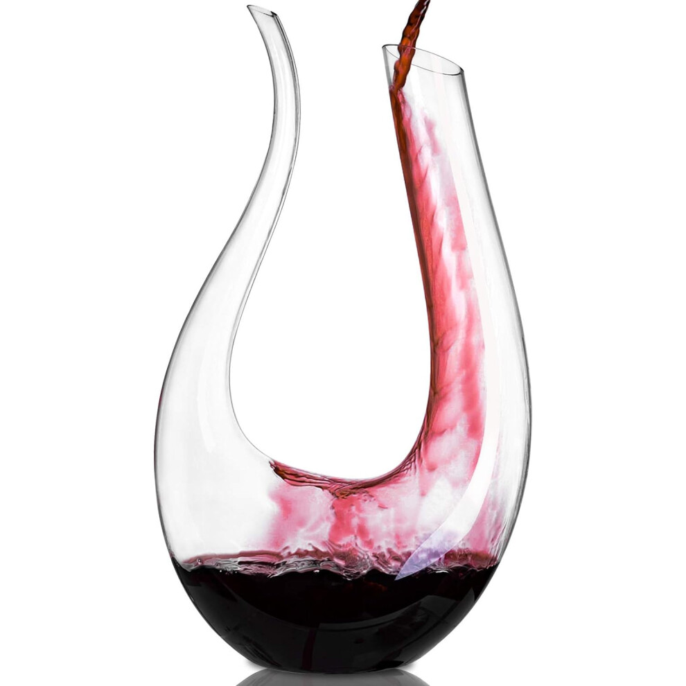 U-Shaped Wine Carafe Made Of Crystal Glass, Lead-Free Red Wine Decanter, Ventilated Glass Wine Decanter. 