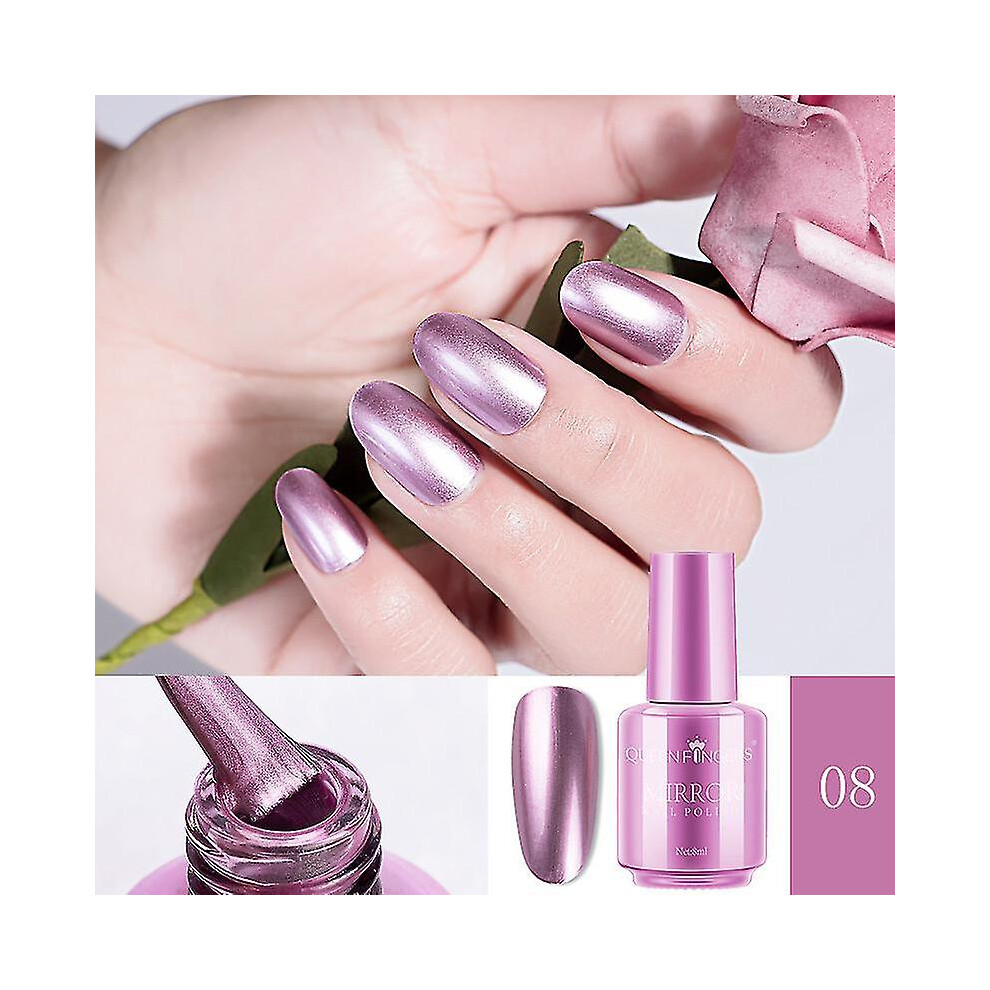 (Mirror flour) 8ml Metallic Nail Polish Mirror Effect Chrome Nail Art Polish Varnish 2023