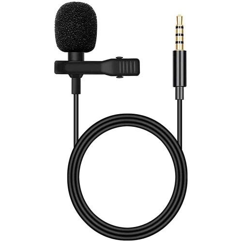 Lavalier Microphone, Lavalier Microphone for Cellphone and PC, Clip-on Microphone with 1.5m Extension Cable