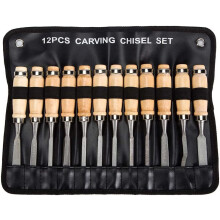 Professional Woodworking Chisel Set - Set Of 12 Sharp Woodworking Tools With Carrying Case