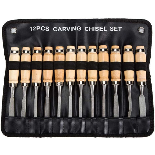 Professional Woodworking Chisel Set - Set Of 12 Sharp Woodworking Tools With Carrying Case