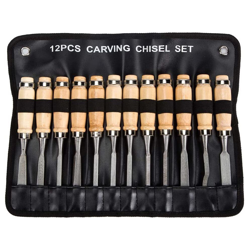 Professional Woodworking Chisel Set - Set Of 12 Sharp Woodworking Tools With Carrying Case