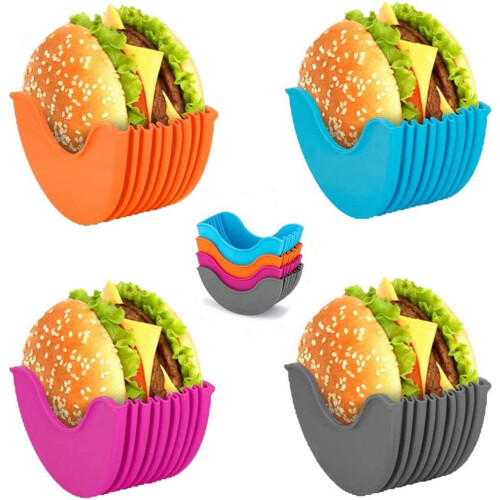 Hamburger Holder, Reusable Fixed Hamburger Box, Non-Message Expandable Hamburger Holder, 4Pcs