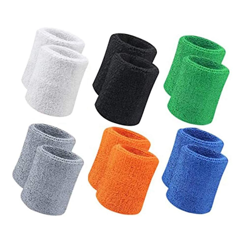 12 Pieces Sports Wristbands?Sweatbands Sport Bracelet Cotton Sweatband