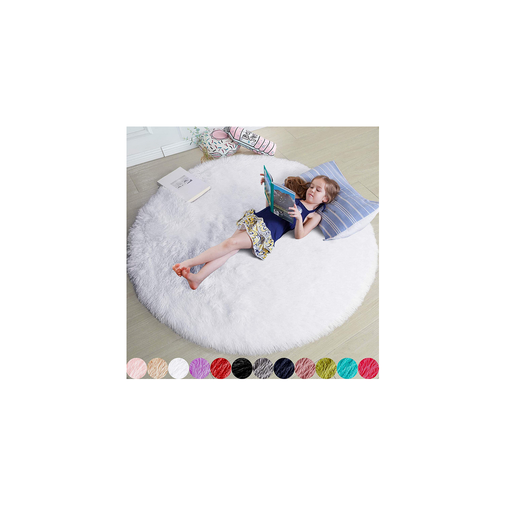 120*120Cm Carpet Blush Round For Bedroom Carpet Fluffy Round White