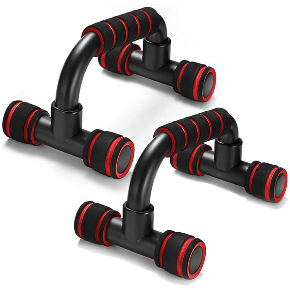 Push Up Bars,Pushup Handle with Cushioned Foam Grip,Black red 