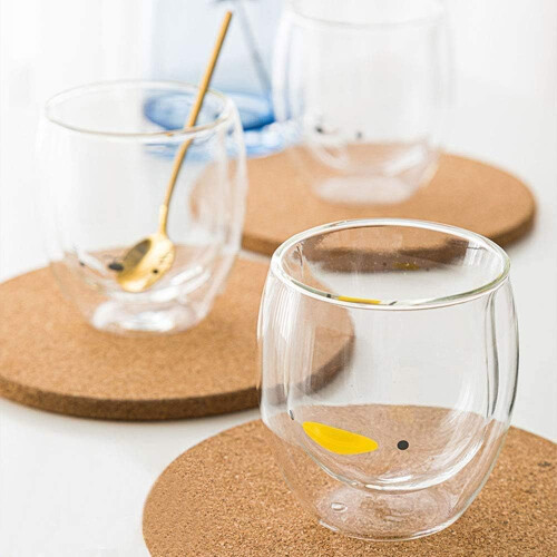 2 Pack Cute Cup Double Wall Glass Mug, Glass Espresso Cup 2
