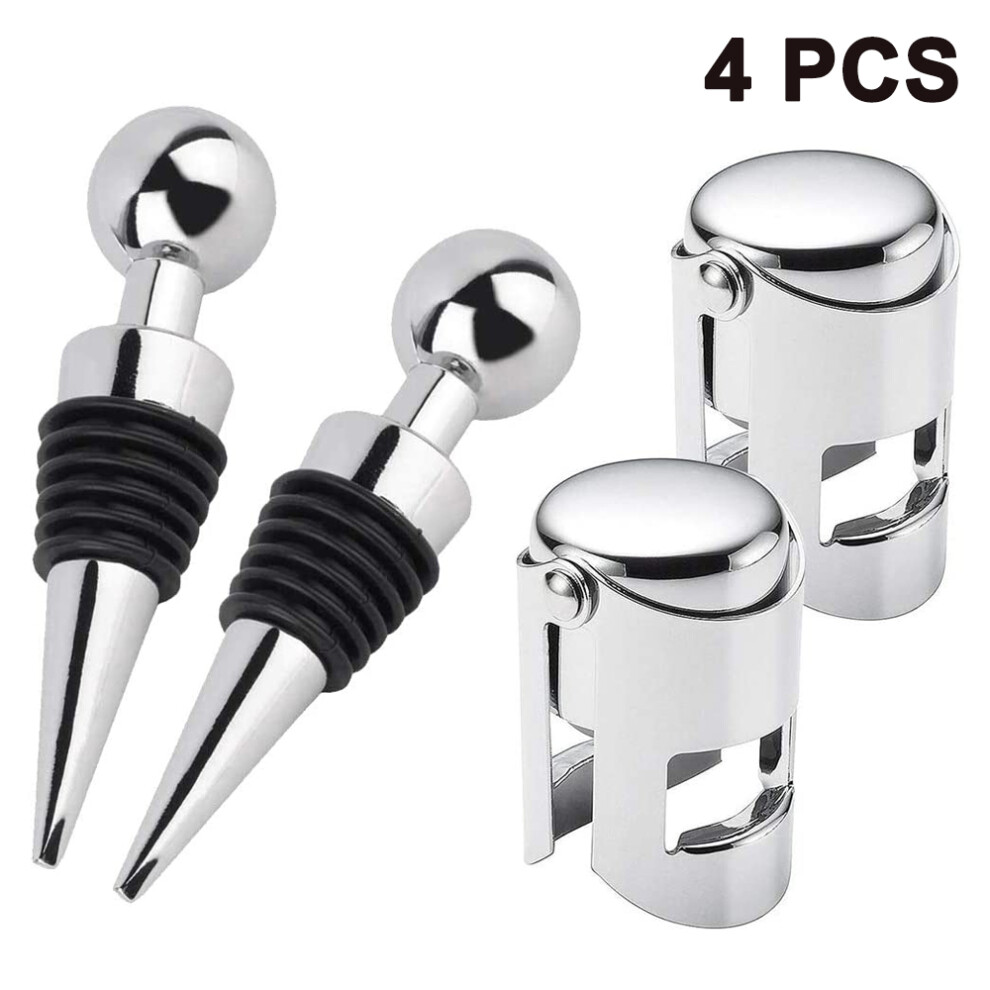 2 Pieces Of Wine Bottle Stopper And 2 Pieces Of Champagne/Wine Bottle Stopper
