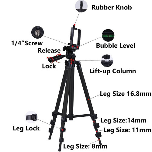 Aluminum Camera Phone Tripod Universal Tripod Smartphone Mount-black 1