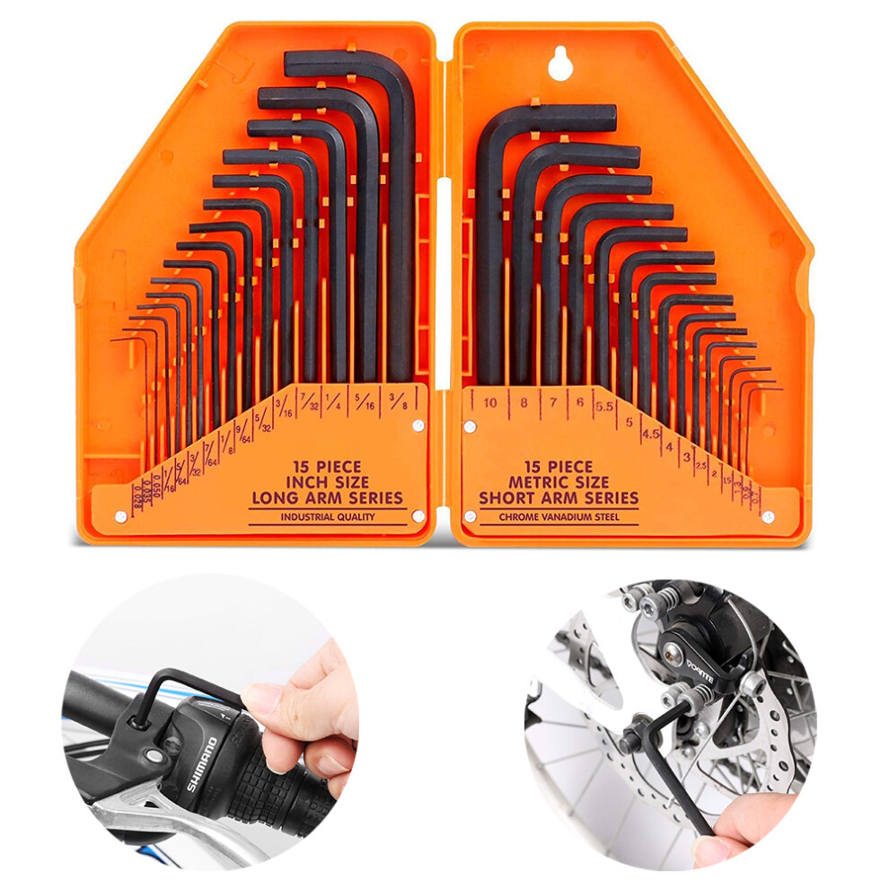 Hex Key Set, Allen Wrench Set Inch/Metric 30-Piece Mm(0.7Mm-10Mm) Sae(0.028"-3/8) 6228927292610