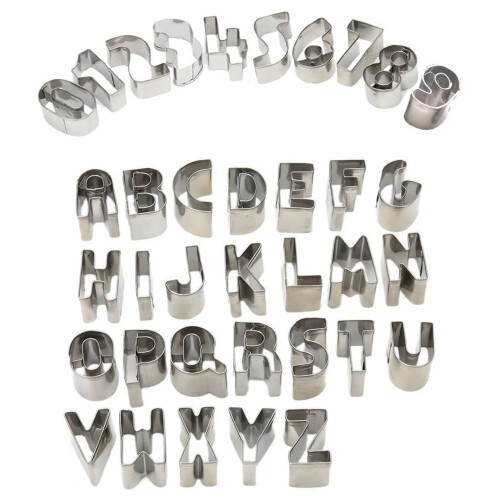 37 Piece Alphanumeric Stainless Steel English Biscuit Cutter Set