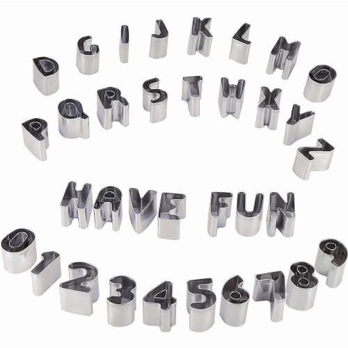 37 Piece Alphanumeric Stainless Steel English Biscuit Cutter Set 1