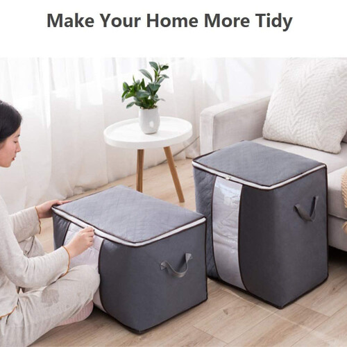 3 Pack Large Capacity Clothes Storage Bag Organizer with Reinforced Handle Thick Fabric(55*35*25cm) 2