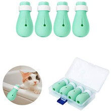 4PCS Silicone Cat Shoes Boots Rubber Nail Cover Scratch-Resistant Gloves Cat Paw Protection Pet Grooming