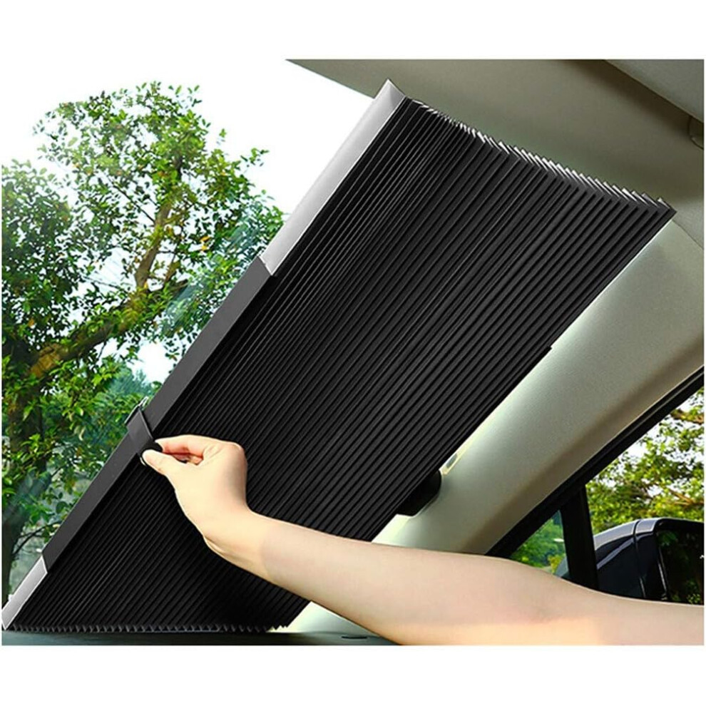 46Cm Car Front Windshield Retractable Sunshade Suction Cup Uv Protection Sun Visor