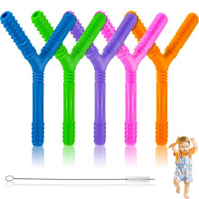 5 Pcs Hollow Tube Teething Teething Toys For 6-12 Months Y Shaped Baby Teethers Silicone Molar