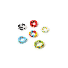5 Piece Daisy Flower Bead Rings Set Cute Handmade Flower Bead Rings Boho Fashion Beach Rings