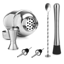6-piece stainless steel wine mixer - 550ml stainless steel bar cocktail set cocktail shaker