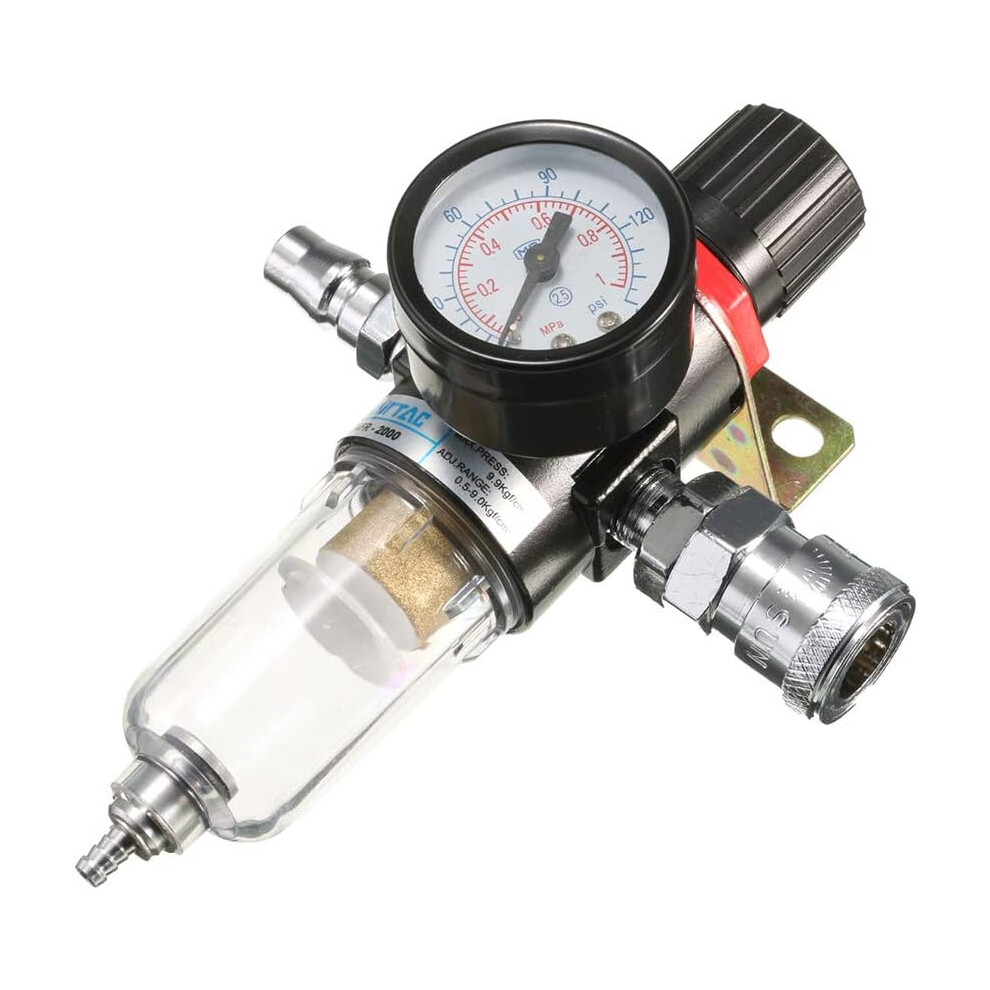 1/4" Air Compressor Filter Water Separator Trap Tool Kit With Regulator Gauge 6228927295864