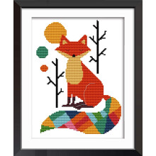 Cross Stitch Kits 11CT Stamped Seven Color Fox 11"x15" or 28cmx38cm Easy Patterns Embroidery