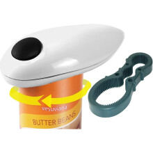 Electric Can Opener + FREE Jar Opener, Hands Free One Touch and Go Professional Can Opener