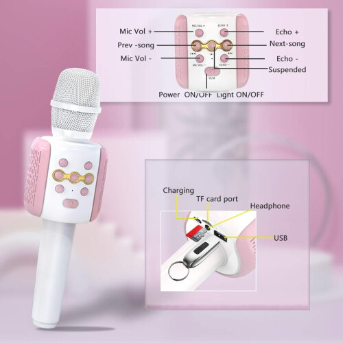 Wireless Bluetooth Karaoke Microphone with LED Light, Kids Karaoke Machine 1