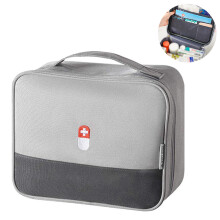 First Aid Zipper Pouch Medicine Organizer Bag Oxford Cloth Pill Case Travel Gray