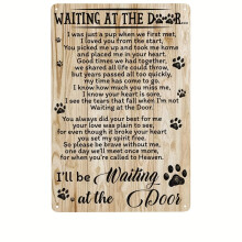 I'll Be Waiting At The Door Dog Vintage Metal Tin Sign Decor, 8 X 12 Inches