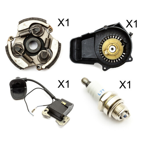 Mini Moto Dirt Bike Ignition Coil Spark Plug Pullstart Clutch Replacement Kit
