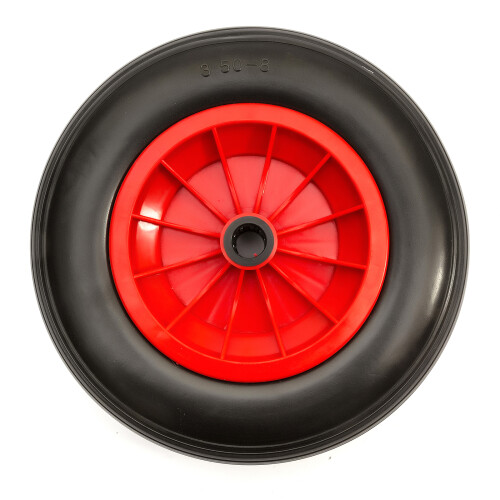 14 Inch 3.50-8 PU Puncture Proof Solid Tyre & Wheel Roller Bearings Wheelbarrow 1