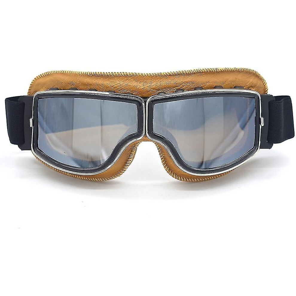 ( Frame-Silver Lens) Motorcycle Aviator Pilot Retro Classic Goggles For Harley Davidson Dyna Sportster Touring Trike Xl Helmet Compatibility Yellow 9048217354456