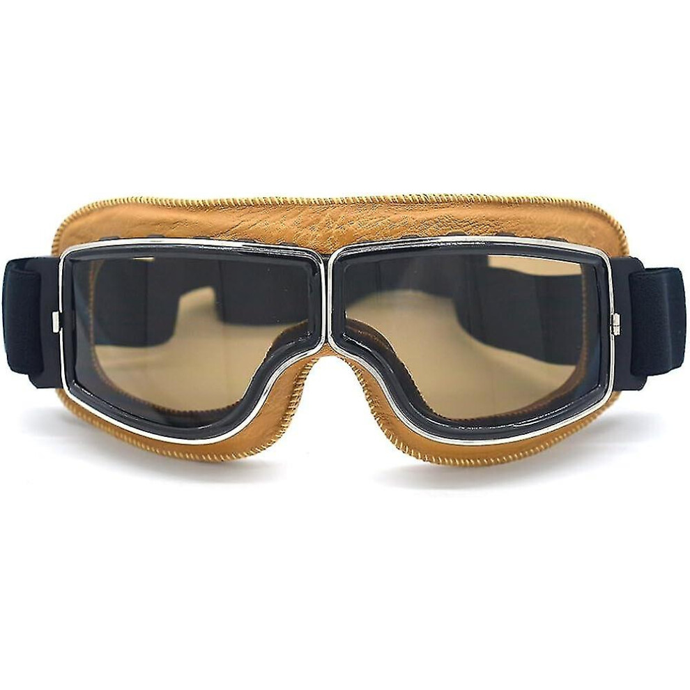 ( Frame-Smoke Lens) Motorcycle Aviator Pilot Retro Classic Goggles For Harley Davidson Dyna Sportster Touring Trike Xl Helmet Compatibility Yellow 9048217354470