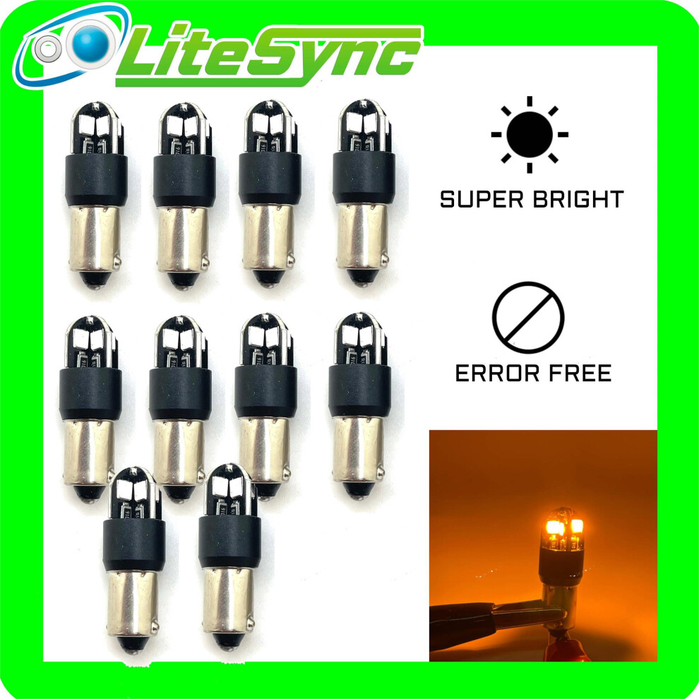 10 X / Sidelight Bulbs 3030 Smd Led Canbus Error Free T4w 233 Ba9s Yellow/Amber 5061022181479