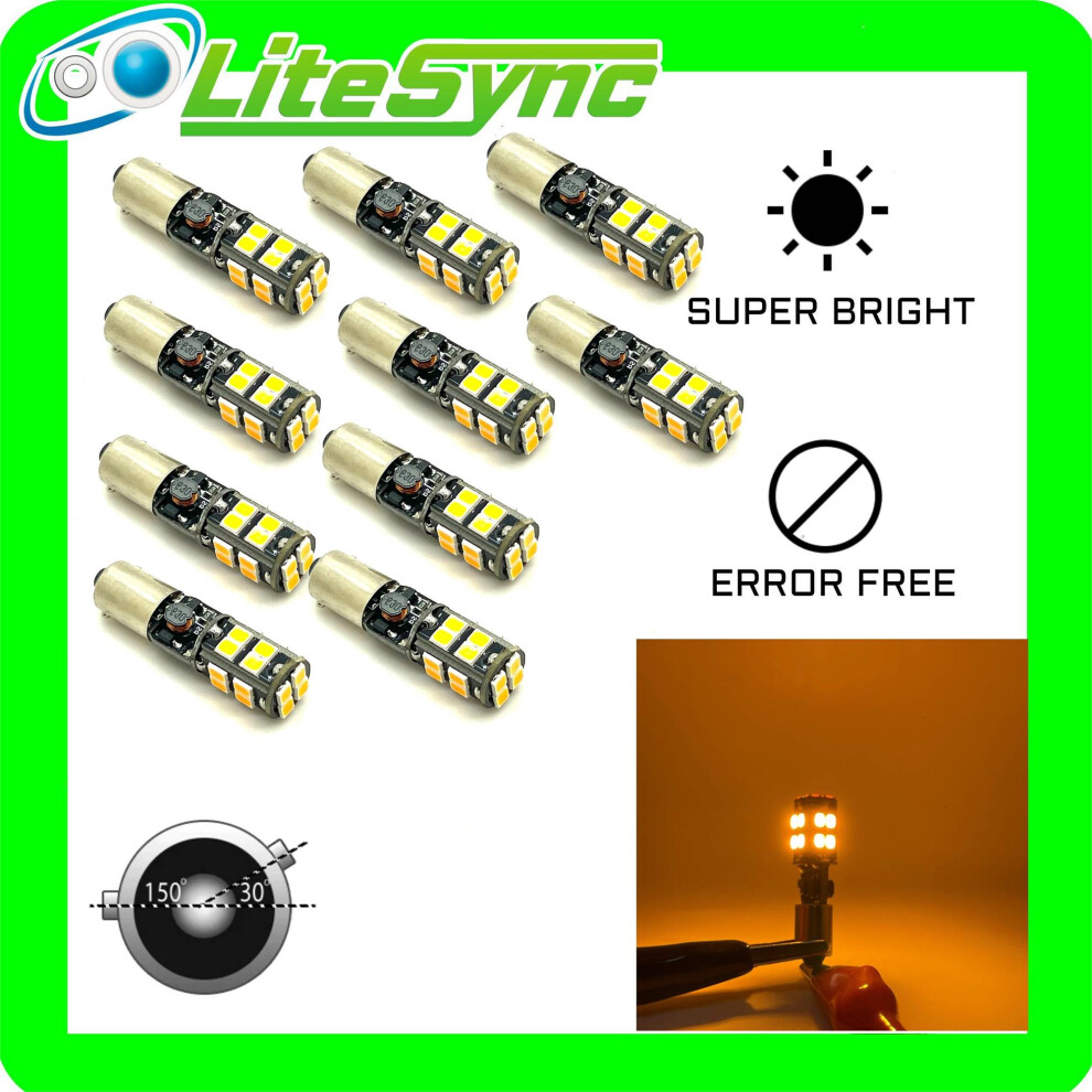 10 X 12V 20 Led H21w Bax9s 435 Canbus Error Free Indicator Bulbs Trade Amber 5061022181493