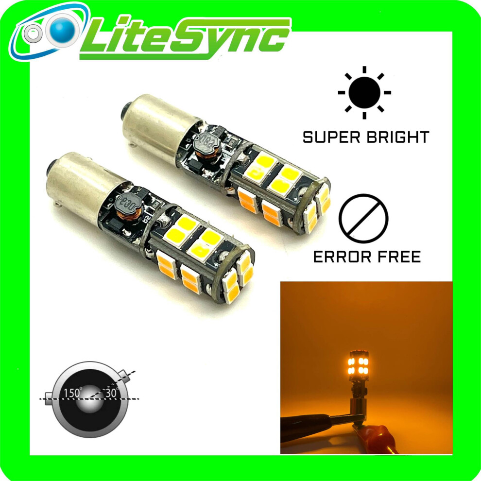 2 X 12V 20 Led H21w Bax9s 435 Canbus Error Free Indicator Bulbs Amber 5061022181509