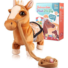 Walking Pony Toy Musical Singing Dancing Plush Interactive Pony Walk Along Toy Horse With Leash Pony Robot Plush Stuffed Animal Shaking Head Buttocks