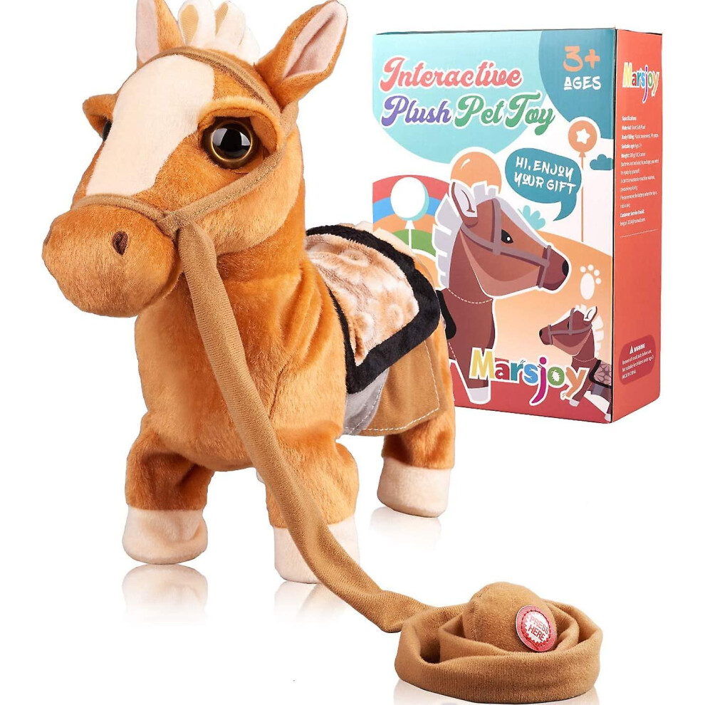 Walking Pony Toy Musical Singing Dancing Plush Interactive Pony Walk Along Toy Horse With Leash Pony Robot Plush Stuffed Animal Shaking Head Buttocks