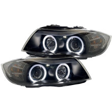 For BMW 3-Series E90 05-08 Black Projector-Style Angel Eye Headlights Lamps